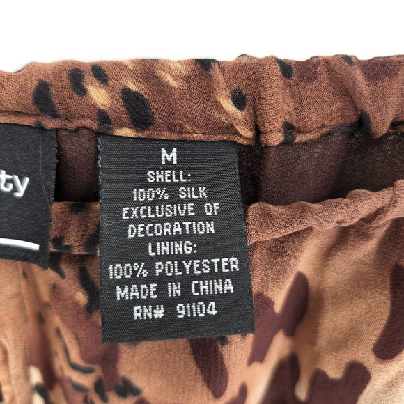 New York City Design Co Womens Tiered Skirt Brown Black Lined Lace 100% Silk M - Picture 6 of 7